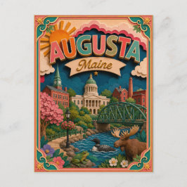 PopCut stater Augusta Maine Papperskonst Vykort
