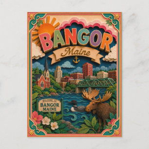 PopCut stater Bangor Maine Papperskonst Vykort