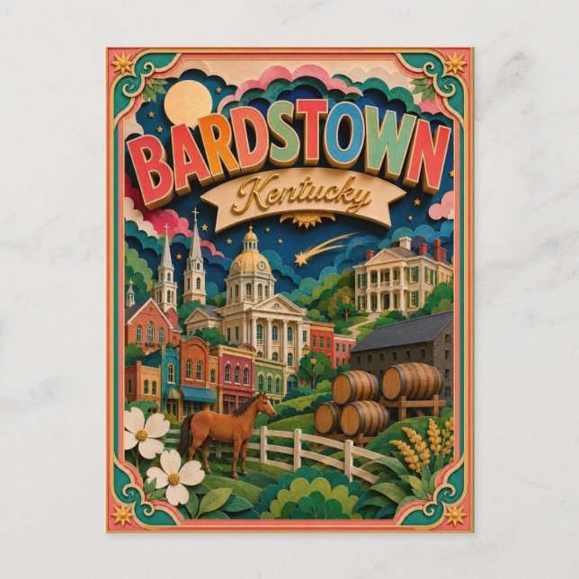 PopCut stater Bardstown Kentucky Papperskonst Vykort (Framsida)