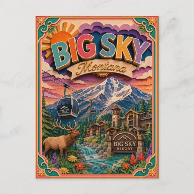 PopCut stater Big Sky Montana Papperskonst Vykort (Framsida)