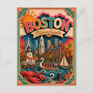 PopCut stater Boston Massachusetts Papperskonst Vykort