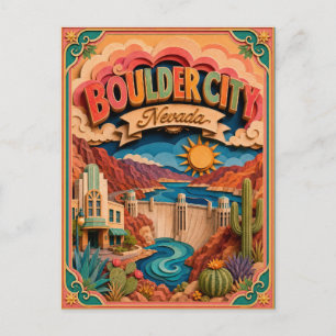 PopCut stater Boulder City Nevada Papperskonst Vykort