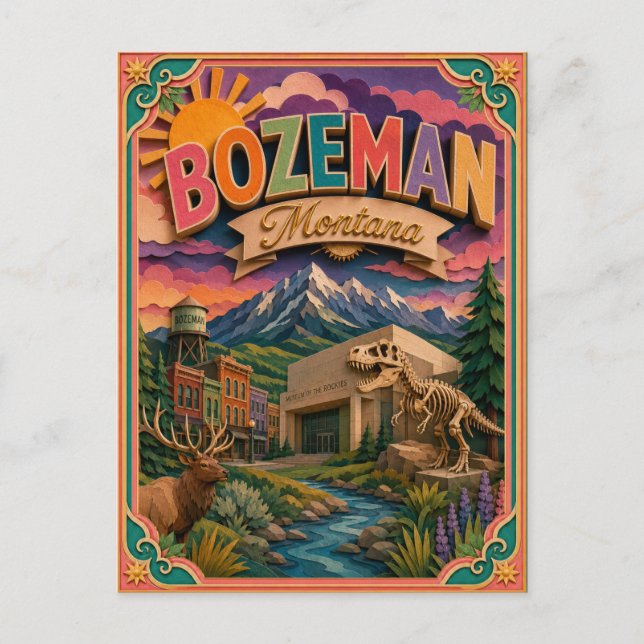 PopCut stater Bozeman Montana Papperskonst Vykort (Framsida)