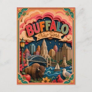 PopCut stater Buffalo New York Papperskonst Vykort