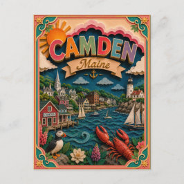 PopCut stater Camden Maine Papperskonst Vykort