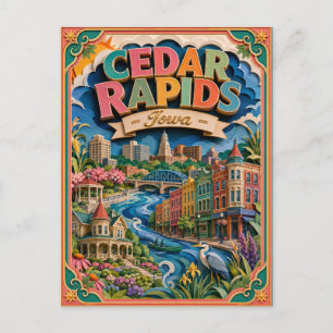 PopCut stater Cedar Rapids Iowa Papperskonst Vykort