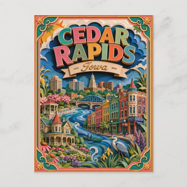 PopCut stater Cedar Rapids Iowa Papperskonst Vykort (Framsida)