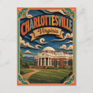 PopCut stater Charlottesville Virginia Papperskons Vykort