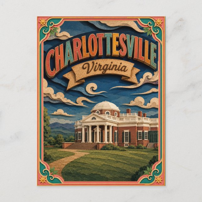 PopCut stater Charlottesville Virginia Papperskons Vykort (Framsida)