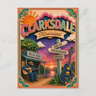 PopCut stater Clarksdale Mississippi Papperskonst Vykort