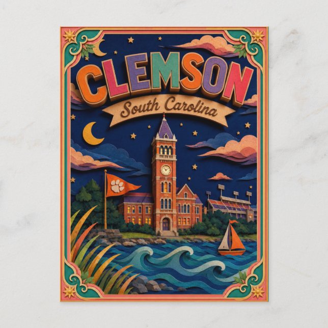 PopCut stater Clemson South Carolina Papperskonst Vykort (Framsida)
