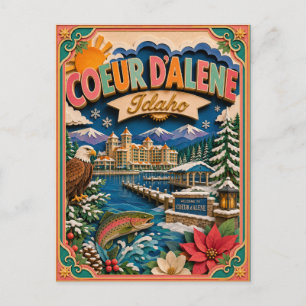 PopCut stater Coeur d'Alene Idaho Papperskonst Vykort