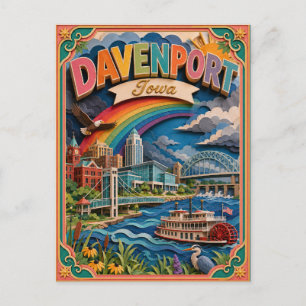 PopCut stater Davenport Iowa Papperskonst Vykort