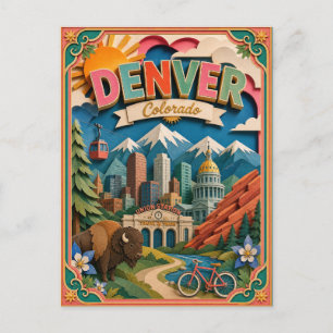 PopCut stater Denver Colorado Papperskonst Vykort