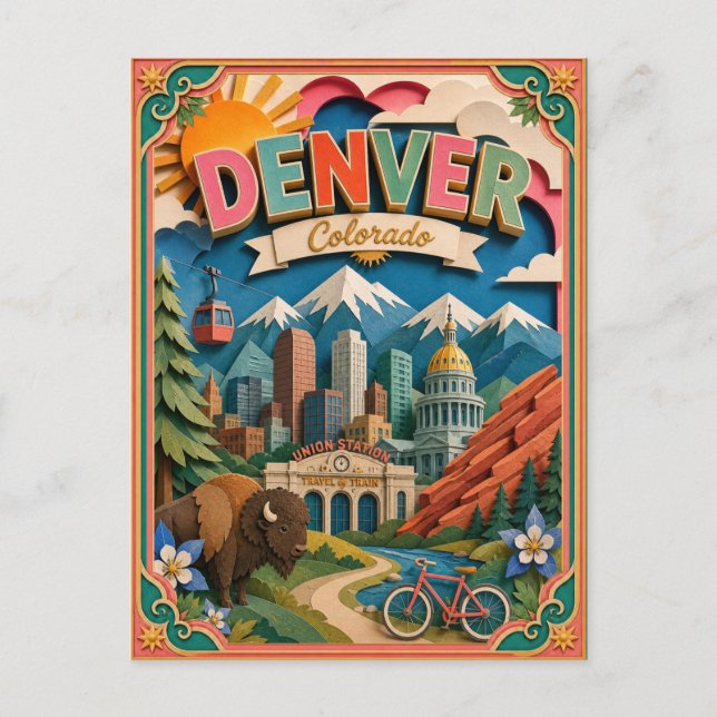PopCut stater Denver Colorado Papperskonst Vykort (Framsida)