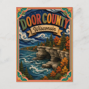 PopCut stater Door County Wisconsin Papperskonst Vykort