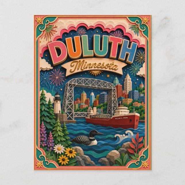 PopCut stater Duluth Minnesota Papperskonst Vykort (Framsida)