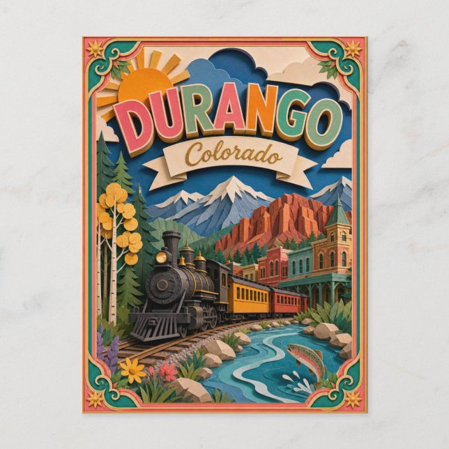 PopCut Stater Durango Colorado Papperskonst Vykort (Framsida)