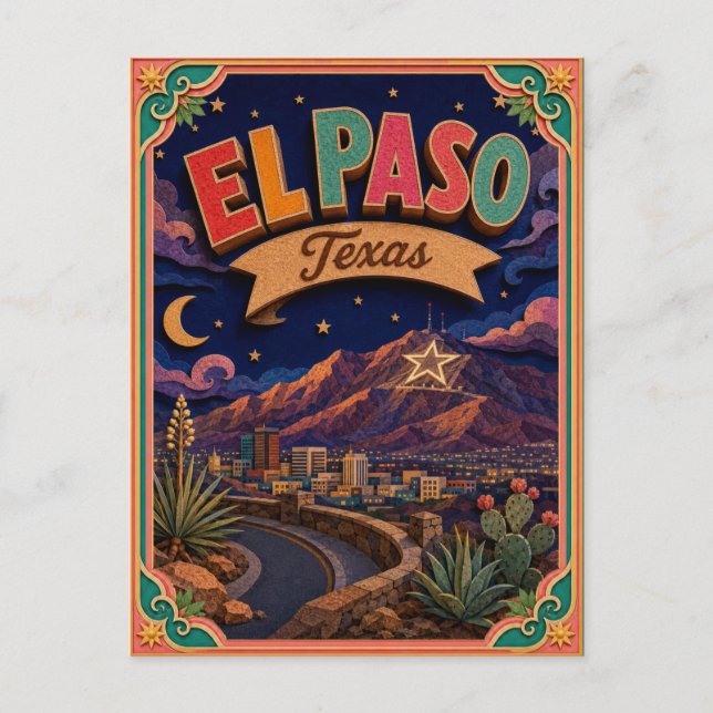 PopCut stater El Paso Texas Papperskonst Vykort (Framsida)