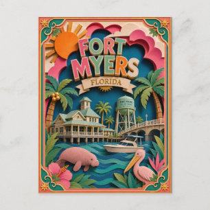 PopCut stater Fort Myers Florida Papperskonst Vykort