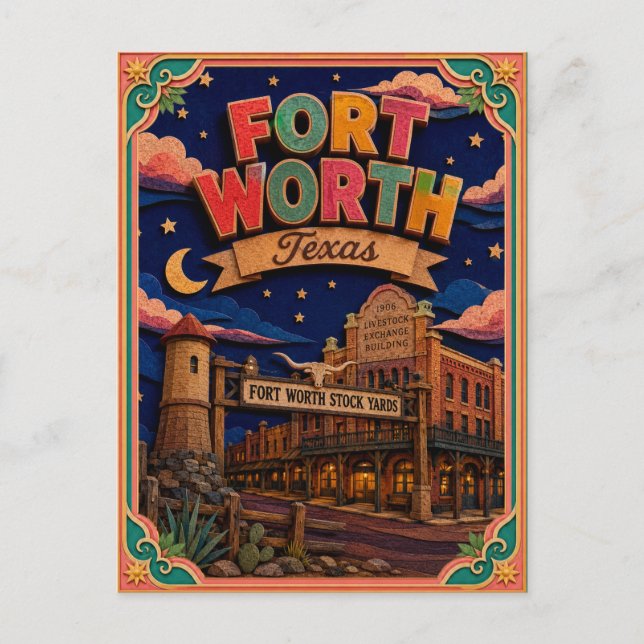 PopCut stater Fort Worth Texas Papperskonst Vykort (Framsida)