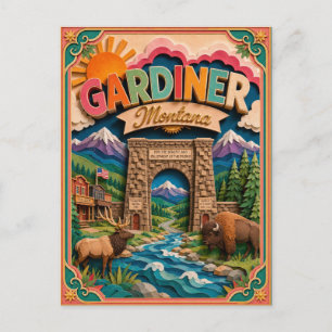PopCut stater Gardiner Montana Papperskonst Vykort
