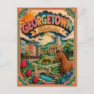 PopCut stater Georgetown Kentucky Papperskonst Vykort