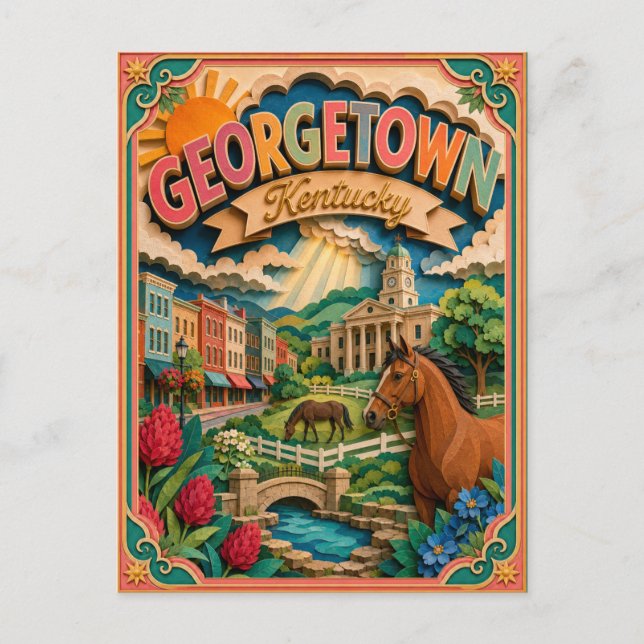 PopCut stater Georgetown Kentucky Papperskonst Vykort (Framsida)