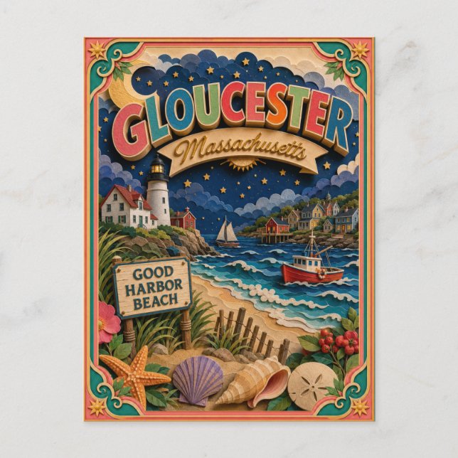 PopCut stater Gloucester Massachusetts Papperskons Vykort (Framsida)