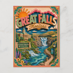 PopCut stater Great Falls Montana Papperskonst Vykort
