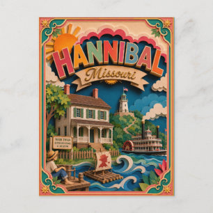 PopCut stater Hannibal Missouri Papperskonst Vykort