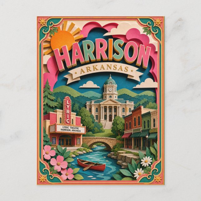 PopCut stater Harrison Arkansas Papperskonst Vykort (Framsida)