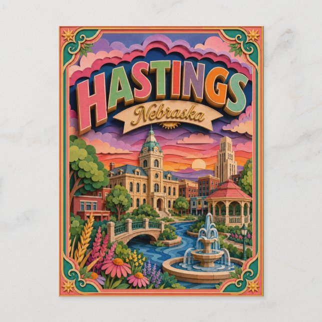 PopCut stater Hastings Nebraska Papperskonst Vykort (Framsida)