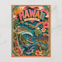 PopCut stater Hawaii Färgglad 3D Papperskonst Vykort