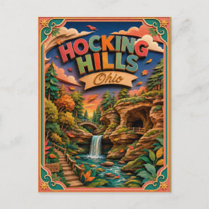 PopCut stater Hocking Hills Ohio Papperskonst Vykort