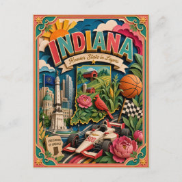 PopCut stater Indiana Färgrik 3D papperskonst Vykort