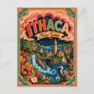 PopCut stater Ithaca New York Papperskonst Vykort