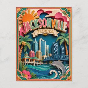 PopCut stater Jacksonville Florida Papperskonst Vykort