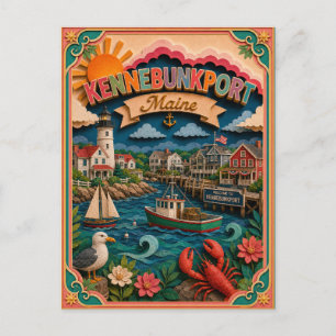 PopCut stater Kennebunkport Maine Papperskonst Vykort
