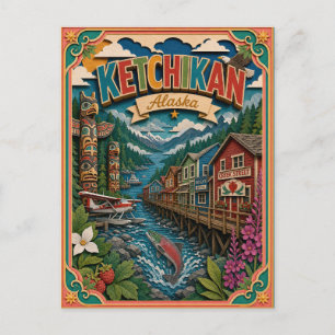 PopCut stater Ketchikan Alaska Papperskonst Vykort