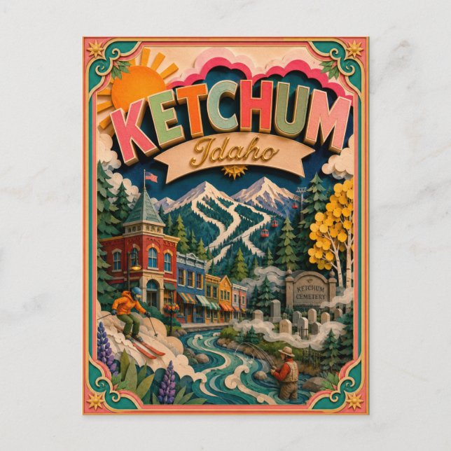PopCut stater Ketchum Idaho Papperskonst Vykort (Framsida)
