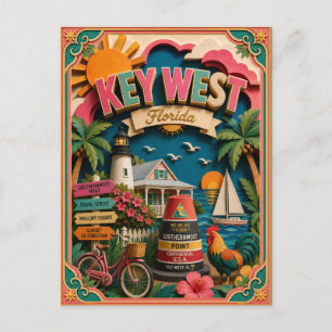 PopCut Stater Key West Florida Papperskonst Vykort