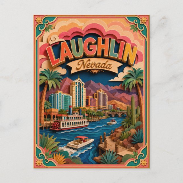 PopCut stater Laughlin Nevada Papperskonst Vykort (Framsida)