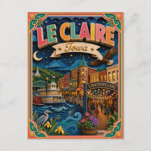 PopCut stater Le Claire Iowa Papperskonst Vykort