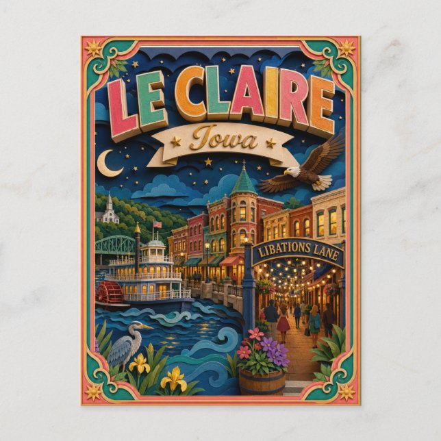 PopCut stater Le Claire Iowa Papperskonst Vykort (Framsida)