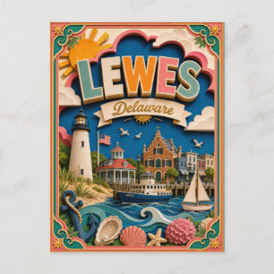 PopCut stater Lewes Delaware Papperskonst Vykort