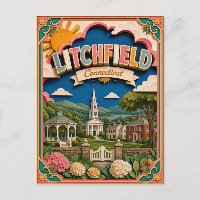 PopCut stater Litchfield Connecticut Papperskonst Vykort (Framsida)