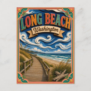 PopCut stater Long Beach Washington Papperskonst Vykort