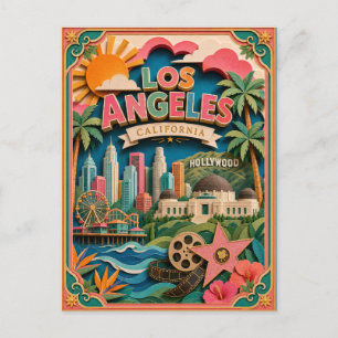 PopCut Stater Los Angeles Kalifornien Papperskonst Vykort