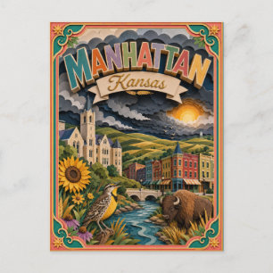 PopCut stater Manhattan Kansas Papperskonst Vykort